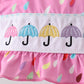 Hot Pink Umbrella Embroidered UPF Swim Set