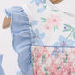 Blue Floral Smocked Ruffle Bubble