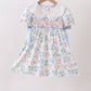 Blue Floral Smocked Dress