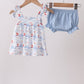 Blue Sailboat Smocked Bloomer Set