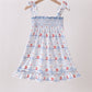 Blue Sailboat Smocked Dress