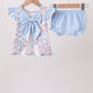 Blue Floral Bow Bloomer Set