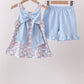 Blue Floral Bow Set