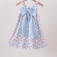 Blue Floral Bow Dress