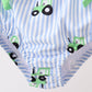 Blue Tractor Stripe UPF Swim Set