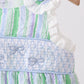 Green Stripe Smocked Bow Seersucker Bubble