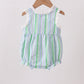 Green Stripe Smocked Bow Seersucker Bubble
