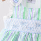 Green Stripe Smocked Bow Seersucker Bloomer Set