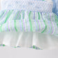 Green Stripe Smocked Bow Seersucker Bloomer Set