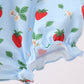 Blue Strawberry Embroidered Ruffle Bow Bubble