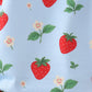 Blue Strawberry Embroidered Ruffle Bow Bubble
