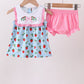 Blue Strawberry Embroidered Bow Bloomer Set