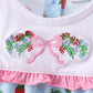 Blue Strawberry Embroidered Bow Bloomer Set