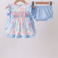Blue Hydrangea Smocked Bloomer Set
