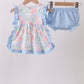 Blue Hydrangea Smocked Bloomer Set