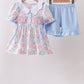 Blue Hydrangea Smocked Pearl Set