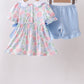 Blue Hydrangea Smocked Pearl Set
