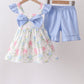 Blue Hydrangea Ruffle Bow Set