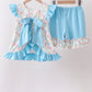 Blue Floral Ruffle Set