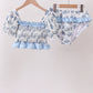 Blue Beach Smocked UPF Women Swim Set