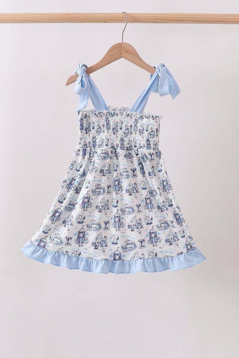Blue Beach Smocked Dress