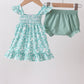 Sage Floral Smocked Bloomer Set