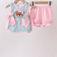 Green Bear Floral Applique Bloomer Set