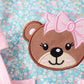 Green Bear Floral Applique Bloomer Set