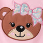 Pink Bear Floral Applique Skorts Set