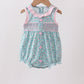 Green Floral Smocked Bubble