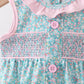 Green Floral Smocked Bubble