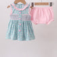 Green Floral Smocked Bloomer Set