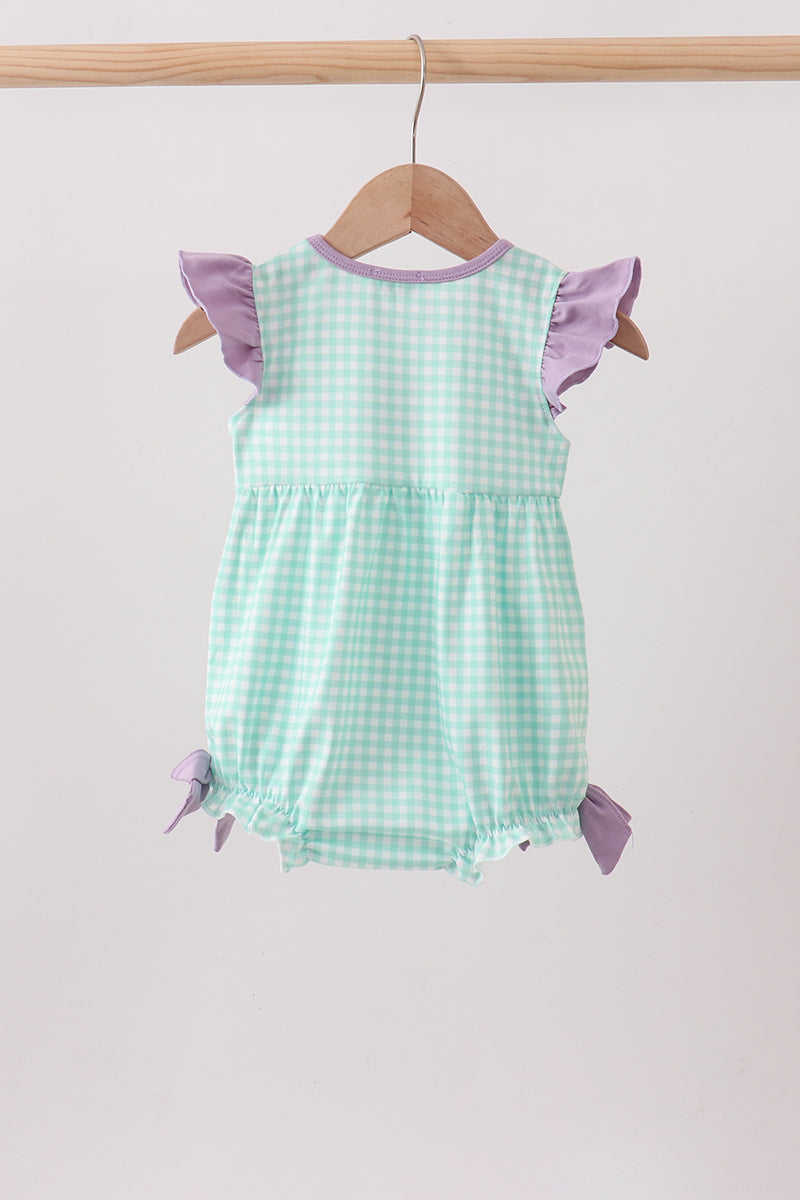Mint Puppy Plaid Embroidered Bubble