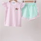 Purple Ice Cream Plaid Embroidered Set