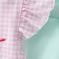 Purple Ice Cream Plaid Embroidered Set