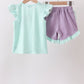 Mint Puppy Plaid Embroidered Set