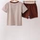 Brown Bear Stripe Embroidered Set