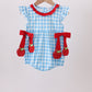 Blue Apple Appliqué Gingham Bubble