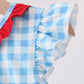 Blue Apple Appliqué Gingham Bubble