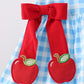 Blue Apple Appliqué Gingham Bloomer Set