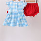 Blue Apple Appliqué Gingham Bloomer Set