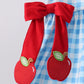 Blue Apple Appliqué Gingham Ruffle Set