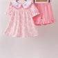 Pink Rose Apple Embroidery Ruffle Dress