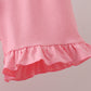 Pink Rose Apple Embroidery Ruffle Dress