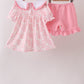 Pink Rose Apple Embroidery Ruffle Dress