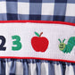 Navy Apple Smocked Gingham Bloomer Set