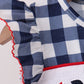 Navy Apple Smocked Gingham Bloomer Set