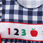 Navy Apple Smocked Gingham Dress