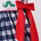 Navy Apple Smocked Gingham Dress