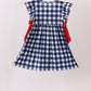 Navy Apple Smocked Gingham Dress